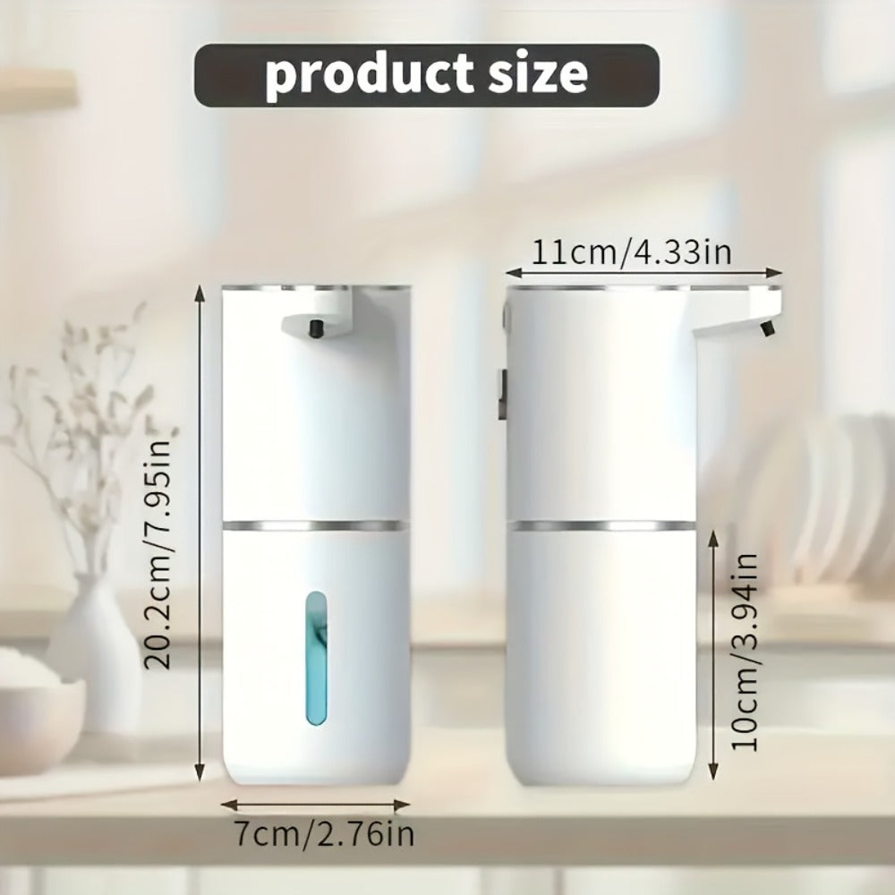 Automatic Foam Soap Dispenser Wall Mount Touchless 400ml USB Rechargeable IPX5 Waterproof 4 Adjustable Levels Sensor Soap Pump for Bathroom Kitchen Sink Office Hotel