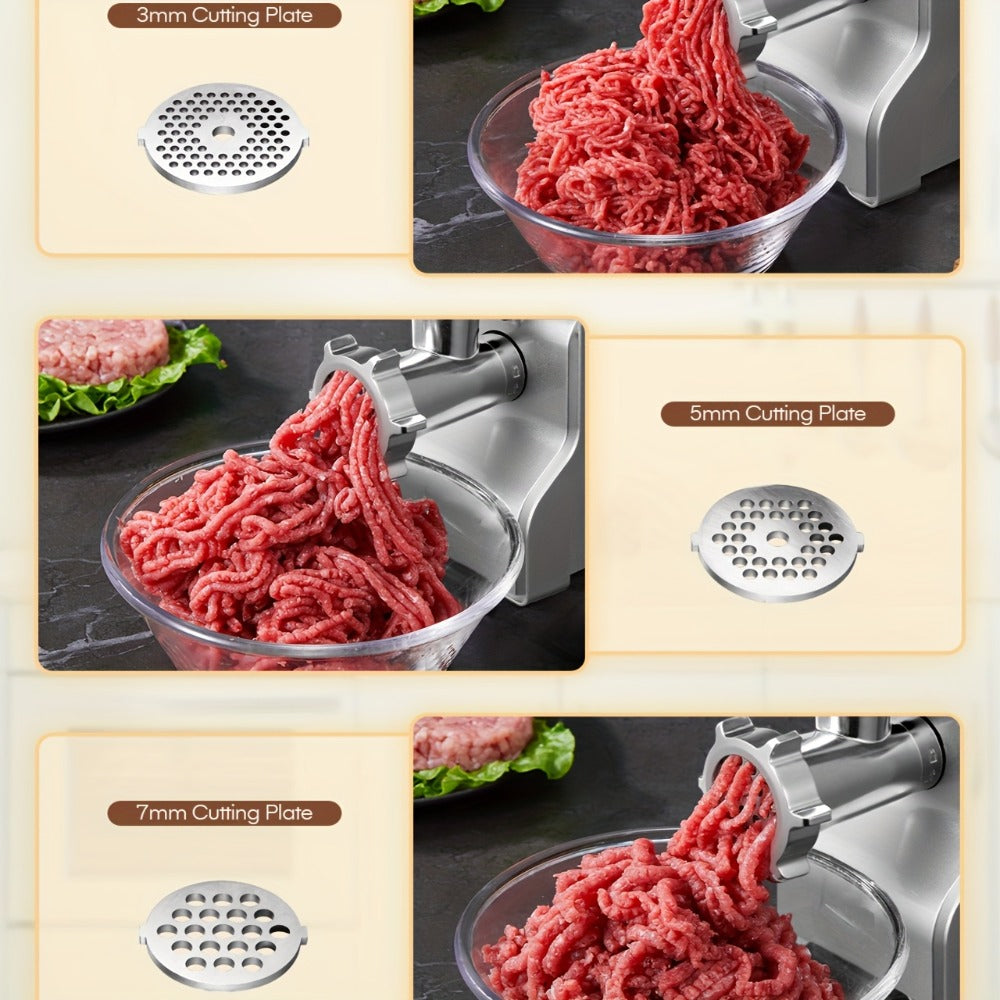 Electric Meat Grinder 5-in-1 with Sausage Stuffer Vegetable Slicer Tomato Juicer Kubbe Kit 3 Grinding Plates 3 Speed Settings 4.5 lbs per Min