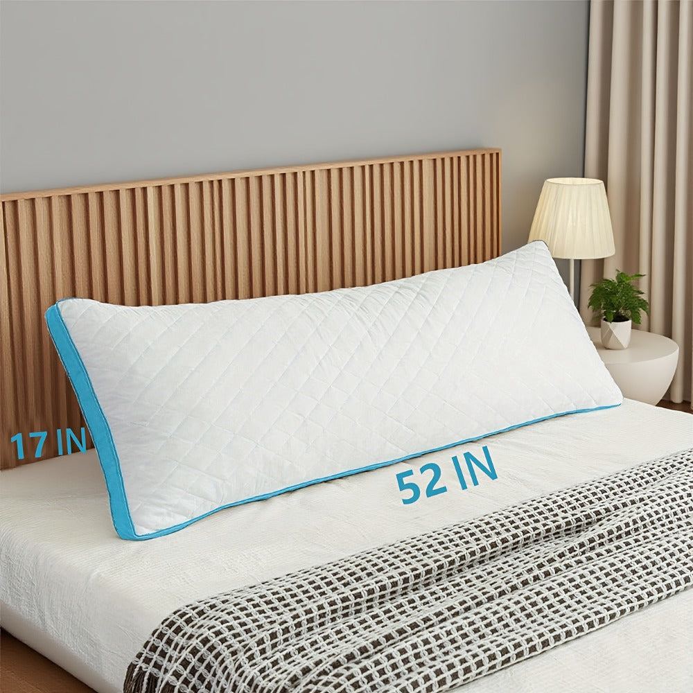 Memory Foam Body Pillow for Side Sleepers 51 Inch, Cooling Long Pillow with Breathable Polyester Cover, Firm Support Full Body Pillow for Adults Pregnancy, Machine Washable, Grey Blue Pink