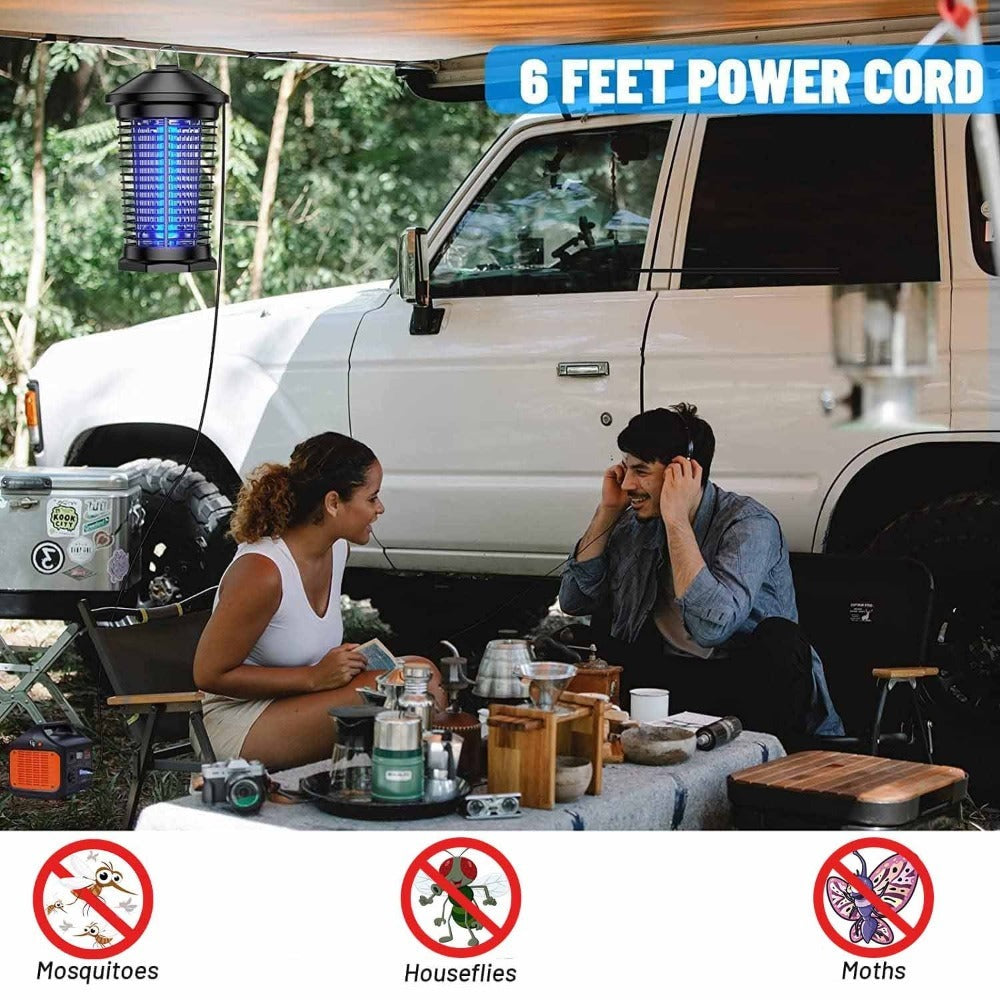 Bug Zapper Electric Indoor Outdoor ¨C 4000V High Voltage UV 365nm 18W Mosquito Killer Fly Zapper with 6ft Cord, ABS Fireproof Safety Housing, Removable Tray & Cleaning Brush for Backyard Patio Garden Camping ¨C Black