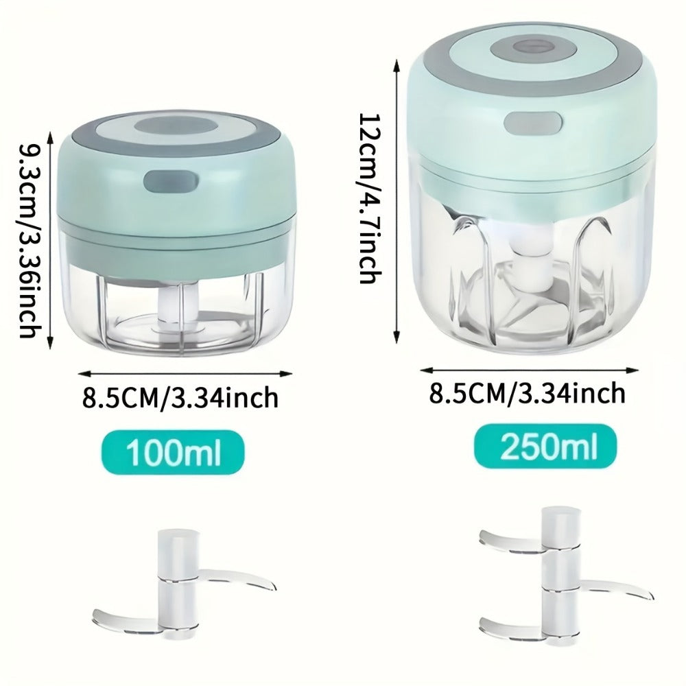 Mini Electric Garlic Chopper USB Rechargeable - Electric Food Chopper & Masher, Portable Garlic Crusher for Meat, Onion, Ginger & Herbs, 250ML / 8.45oz Kitchen Gadget in White, Green & Pink