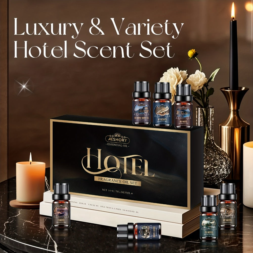 Essential Oil Diffuser Gift Set 14 Pcs ¨C Luxury Fragrance Oils for Diffuser, Candle Making & Aromatherapy | Hotel Collection Scents