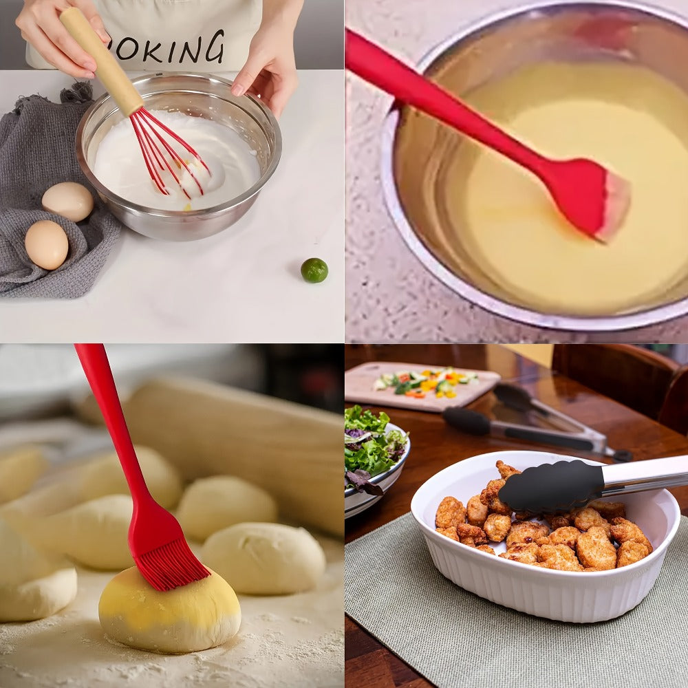 Foldable Cooling Rack Set ¨C Stackable Oven Cookie Cake Drying Rack with Free Baking Tools (Silicone Spatula, Egg Beater, Tongs, Brush) | 3/4/5 Tier Options for Kitchen, Camping & Holiday Baking