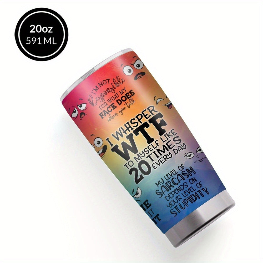 Insulated Tumbler 20oz with Lid & Straw Rainbow Humor Pattern Stainless Steel Travel Coffee Mug Hot Cold Drinks Gift for Women Men Coworker Birthday Christmas