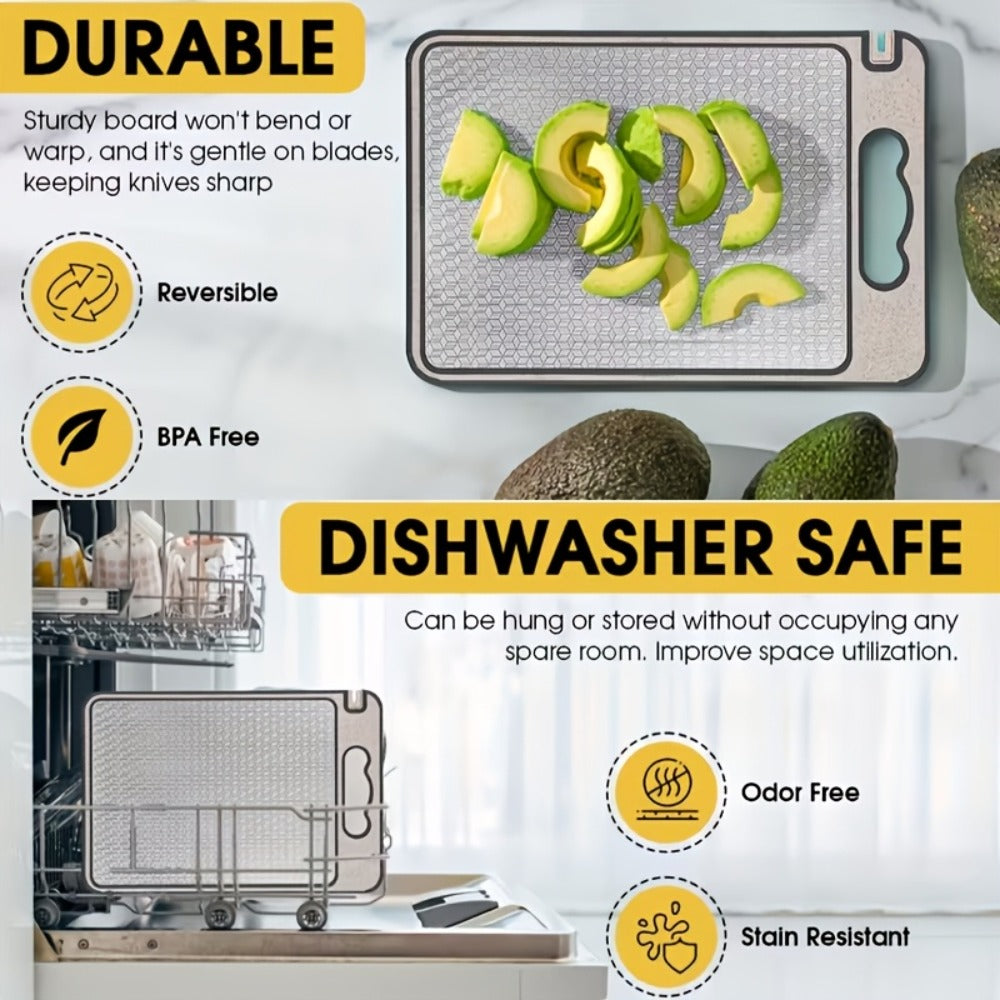 Stainless Steel Cutting Board Double Sided with Diamond Mesh & Smooth Surface - Scratch-Resistant, Non-Slip, Dishwasher Safe Kitchen Chopping Board for Meat, Vegetables & Holiday Meals