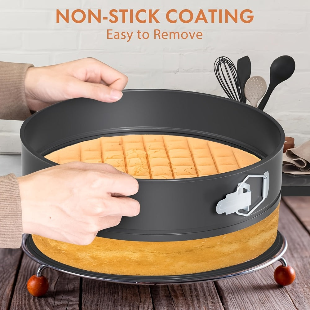 Springform Cake Pan Set 6pcs 7 8 9 10 11 Inch Heart Round Square Nonstick Leakproof Removable Bottom Carbon Steel Bakeware for Cheesecake Mousse Honeycomb Birthday Wedding Cake
