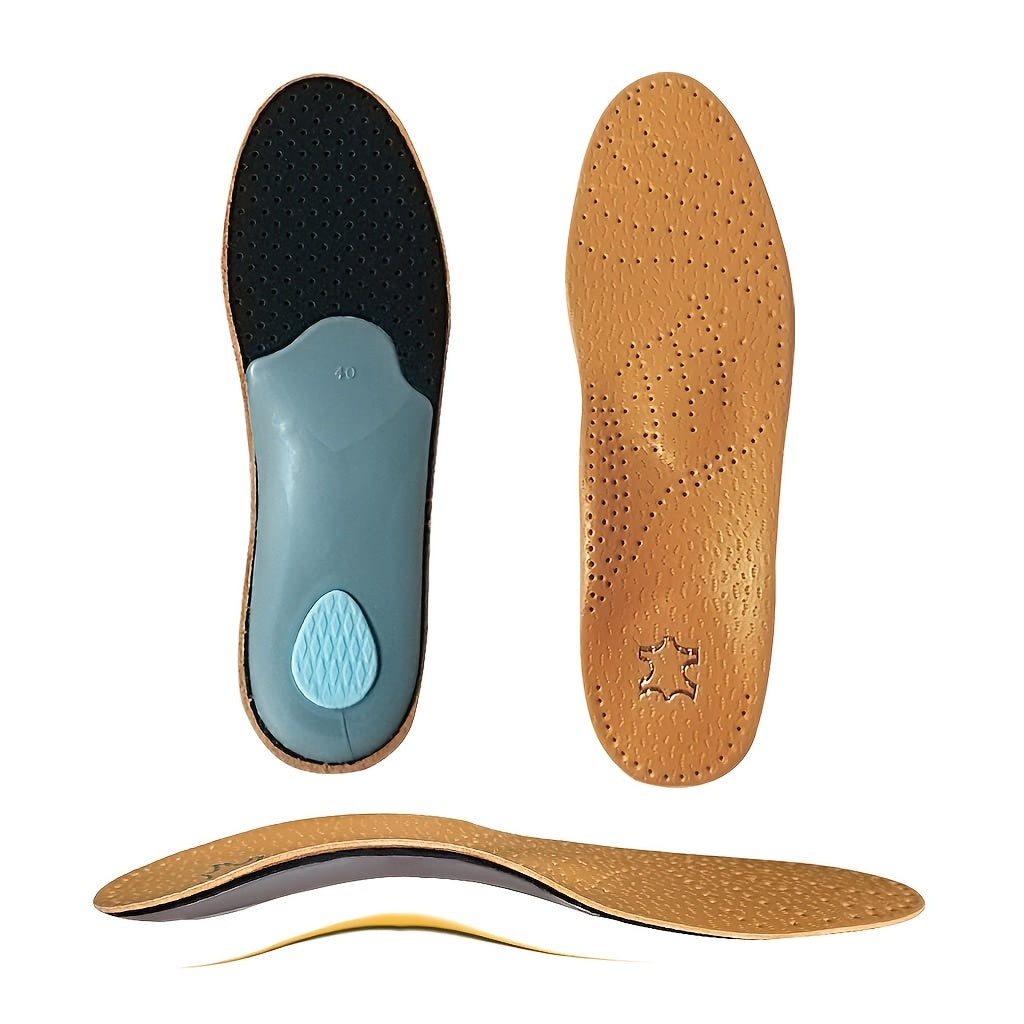 Leather Arch Support Insoles for Men & Women ¨C Cushioned Latex Orthotic Shoe Inserts with Nylon Support for All-Day Comfort and Pain Relief
