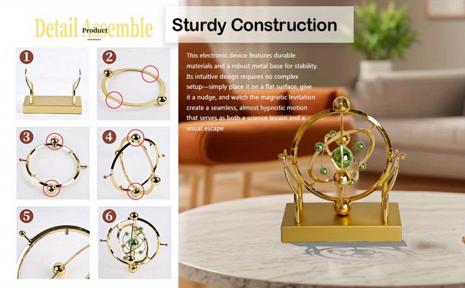 Perpetual Motion Pendulum Desk Decor - Cosmic Swing Solar System Planets Atomic Model Science Demonstration Self-Running No Battery Office Home Physics Gift
