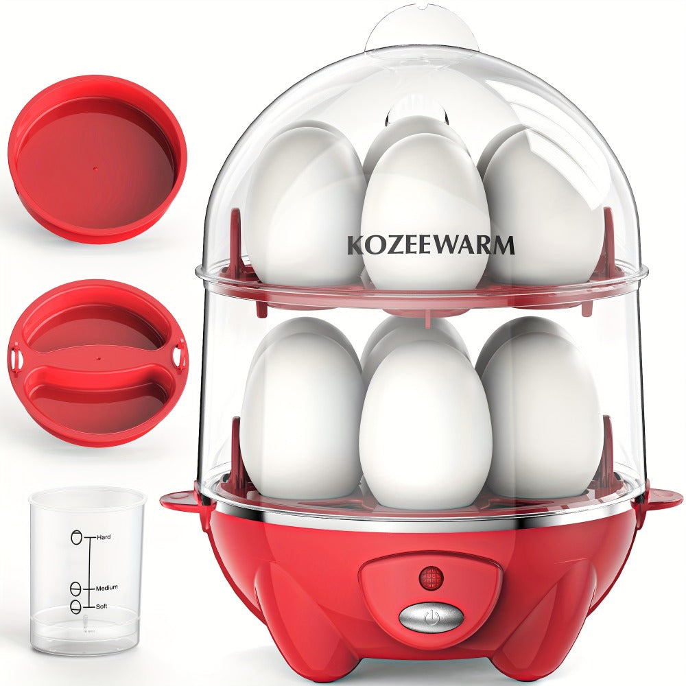 Electric Egg Boiler & Cooker with Auto Shut-Off ¨C Single & Double Layer, Multi-Function for Hard Boiled, Soft Boiled, Scrambled, Omelette, Steamed Vegetables & Dumplings, 4 Colors
