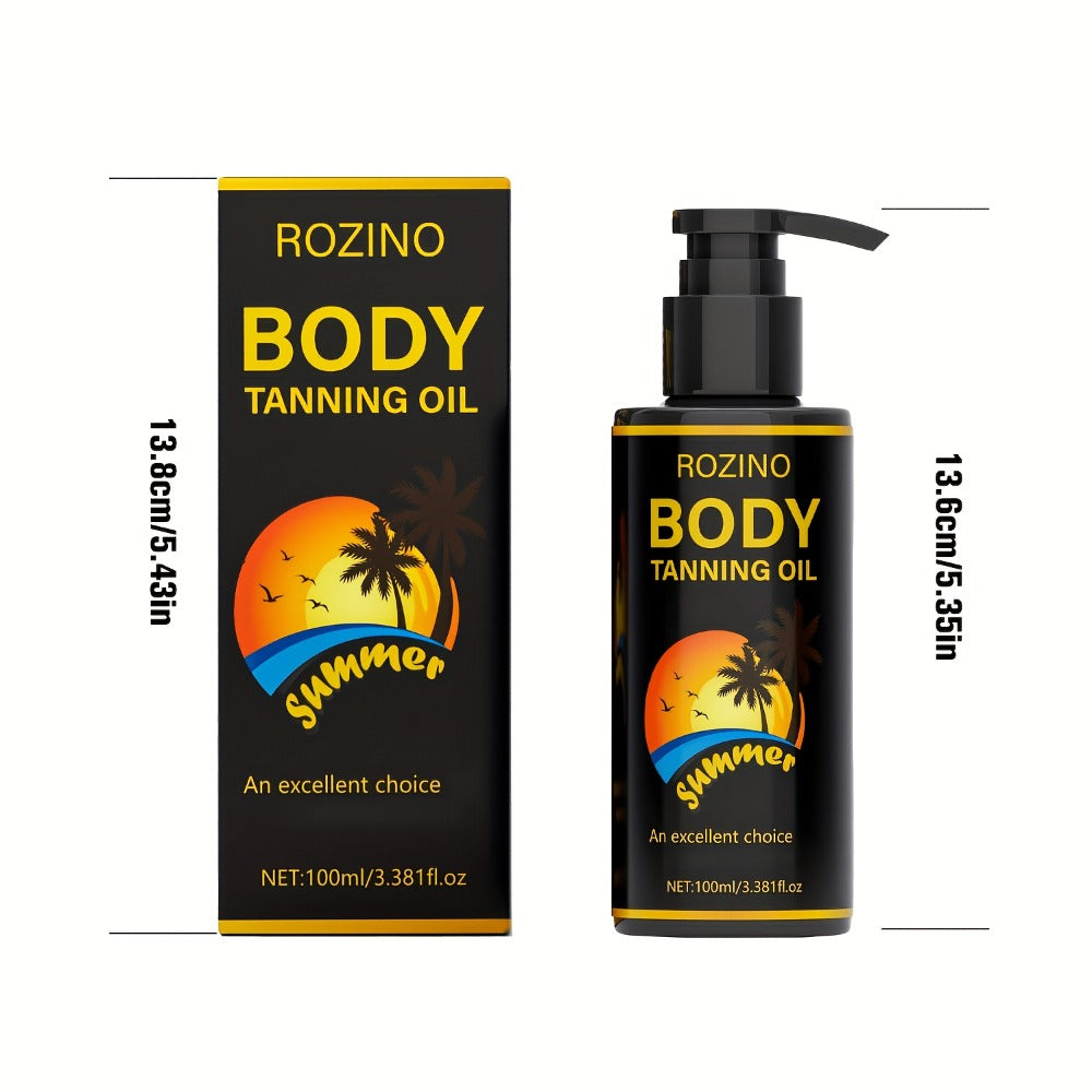 Body Tanning Oil Tan Boosting & Ultra Moisturizing 3.381oz - Alcohol-Free Natural Bronze Sunless Tanning for All Skin Types | Summer Beach & Indoor Use | Unisex