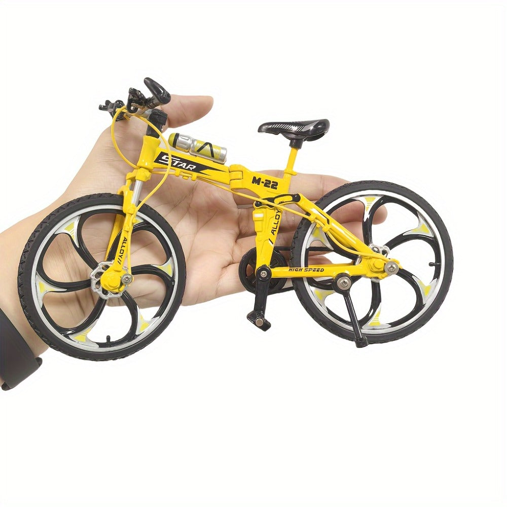 Diecast Mountain Bike Model 1:8 Scale Alloy Foldable Miniature Bicycle Figurine for Home Office Desk Decor, Collector Gift, Christmas Birthday Present, 3 Colors Available