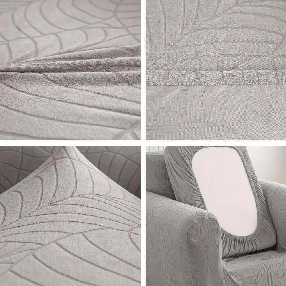 Armchair Slipcover 2pcs Set Jacquard Leaf Texture Stretch Chair Cover with Seat Cushion Cover Spandex Non-Slip Elastic Removable Washable Sofa Couch Cover for Living Room Dining Room Hotel Home Decor