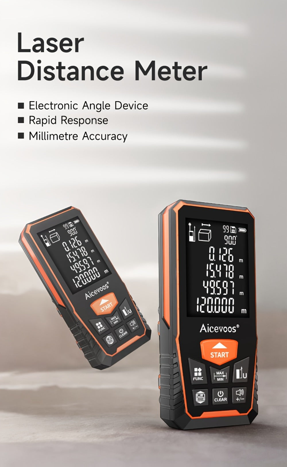 Digital Laser Rangefinder 50M 70M 100M 120M Laser Distance Meter Tape Measure Range Finder for Construction DIY Outdoor Contractor Gift