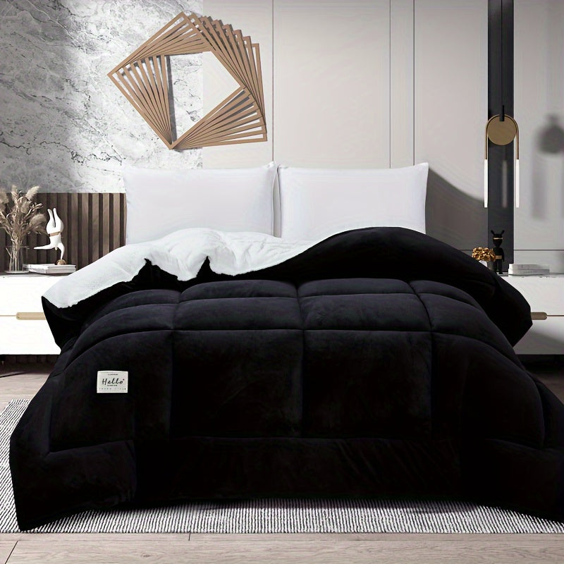 Thick Soft Comforter All Season Quilted Box Stitch Solid Color Breathable Machine Washable Bedroom Warm Autumn Winter Comforter