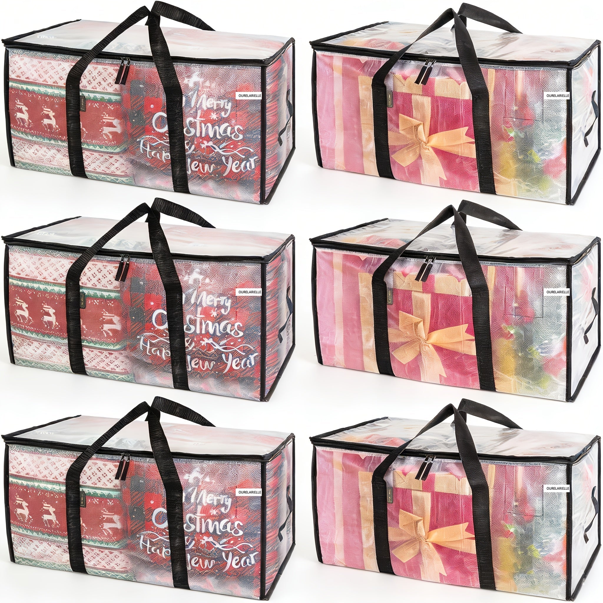 Heavy-Duty Moving Bags Set of 6 ¨C Oversized Storage Totes with Reinforced Handles & Snap-Close Lid, Space Saver Bags for Clothes, Quilts & Moving Supplies, Transparent