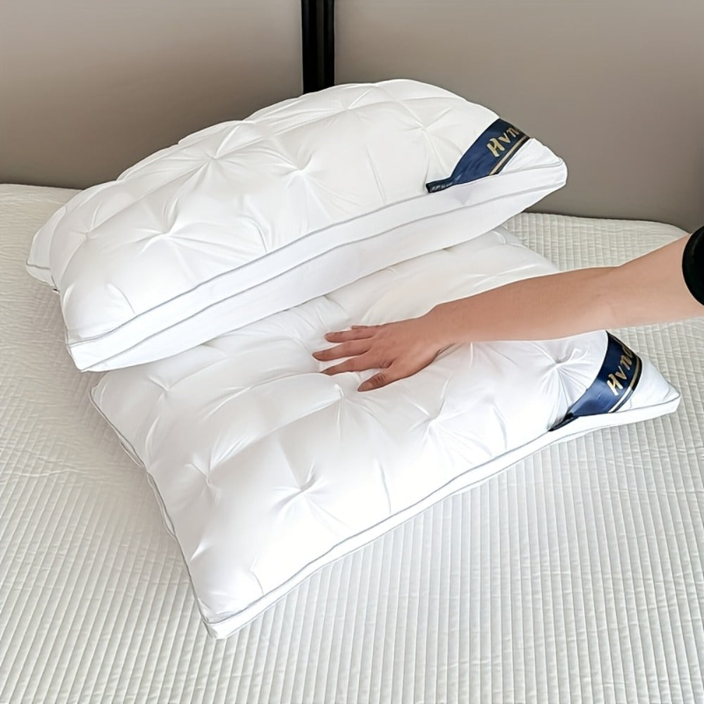 Hotel Quality Pillows 2-Pack, Luxury 5-Star Deep Sleep Neck Support, Non-Collapse Hypoallergenic Polyester Fill, All Season Cooling Bed Pillows Queen King