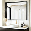 Bathroom Vanity Mirror Wall Mounted Metal Frame Rectangle ¨C Anti-Rust Farmhouse Mirror in Matte Black, Gold & Silver, Multiple Sizes, Horizontal or Vertical Hang
