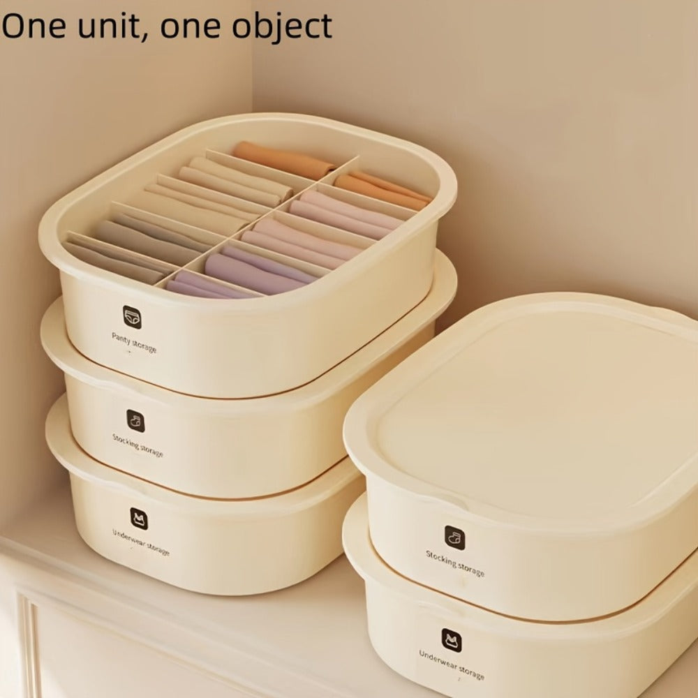 Drawer Organizer for Underwear Socks 3 Pack Closet Divider Storage Box Foldable Wardrobe Organizer Bins for Bras Ties Scarves Bedroom Dresser Dorm Beige