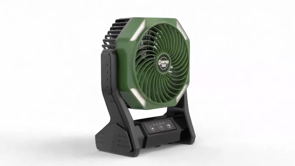 Camping Fan 20000mAh with LED Light and Brushless Motor, 4-Speed 180¡ã Oscillating Portable Outdoor Fan, 22-26H Long Runtime Anti-Slip Base, 3-in-1 Table Fan for Camping, Hiking, Picnic and Emergency