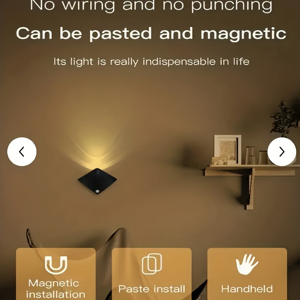 Magnetic LED Motion Sensor Wall Light USB Rechargeable ¨C Wireless Night Light for Hallway, Stairs, Bedroom & Kitchen in White or Warm Light (1, 2 or 4 Pack)