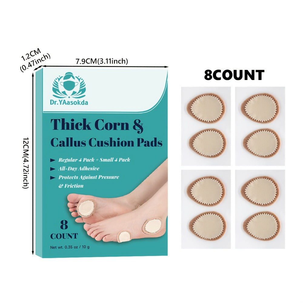 Corn & Callus Cushion Pads - Self-Adhesive Waterproof Foam Pads for Foot Heel Toe Relief, Soft Friction-Reducing Corn Pads, Gentle on Sensitive Skin, Ideal for Active Daily Wear