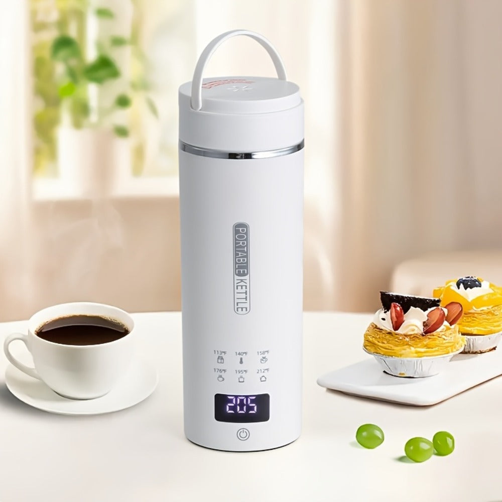 Travel Electric Kettle Portable Mini Water Boiler | 6 Temperature Settings | 304 Stainless Steel | Auto Shut-Off Boil-Dry Protection | BPA-Free | 15oz Coffee Tea Milk Kettle for Travel Home Office