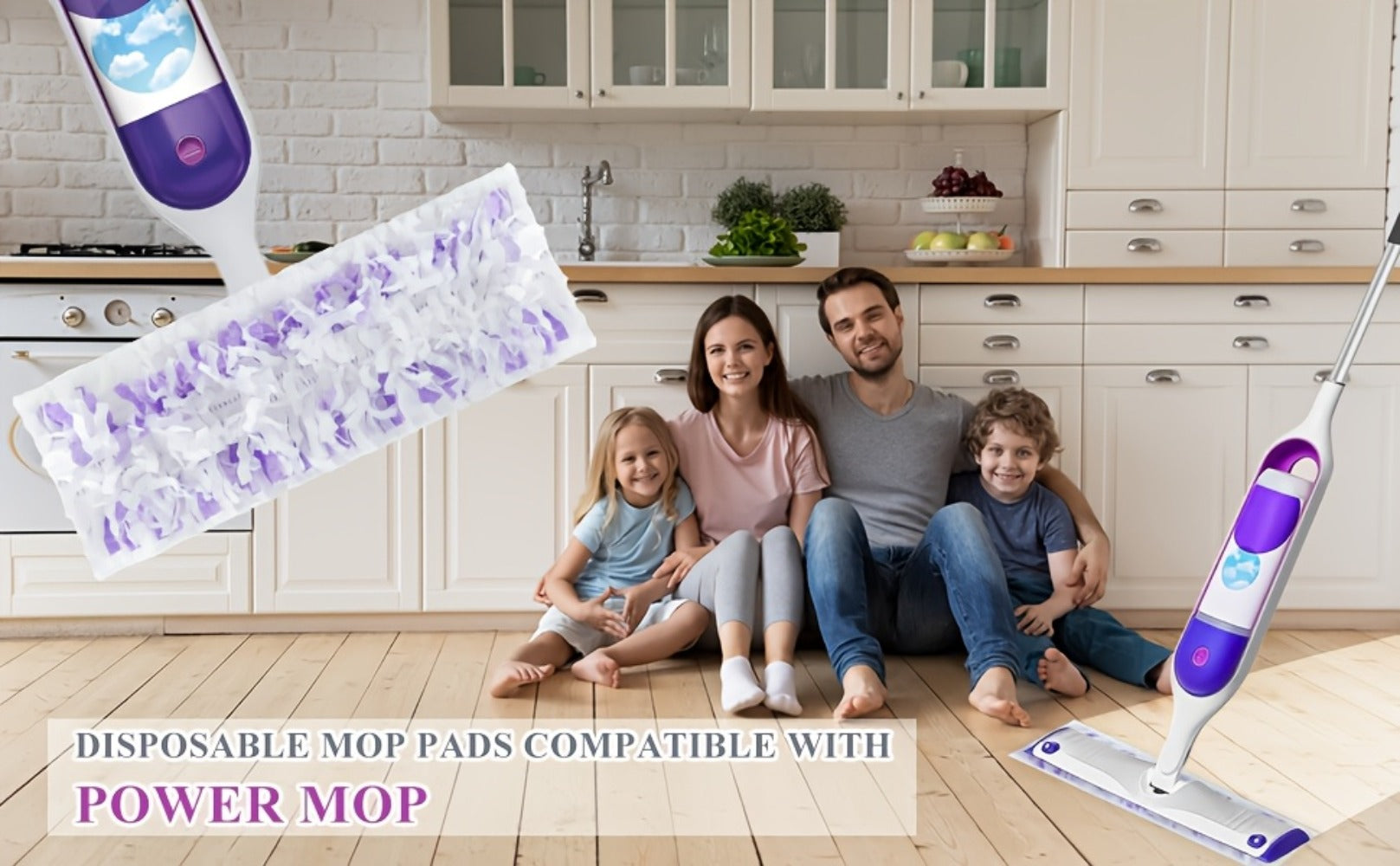 Disposable Mop Pads Replacement 40pcs for Swiffer Power Mop, Multi-Surface Floor Cleaning Refill Pads, Thickened Super Absorbent Wet Mop Pad Refills