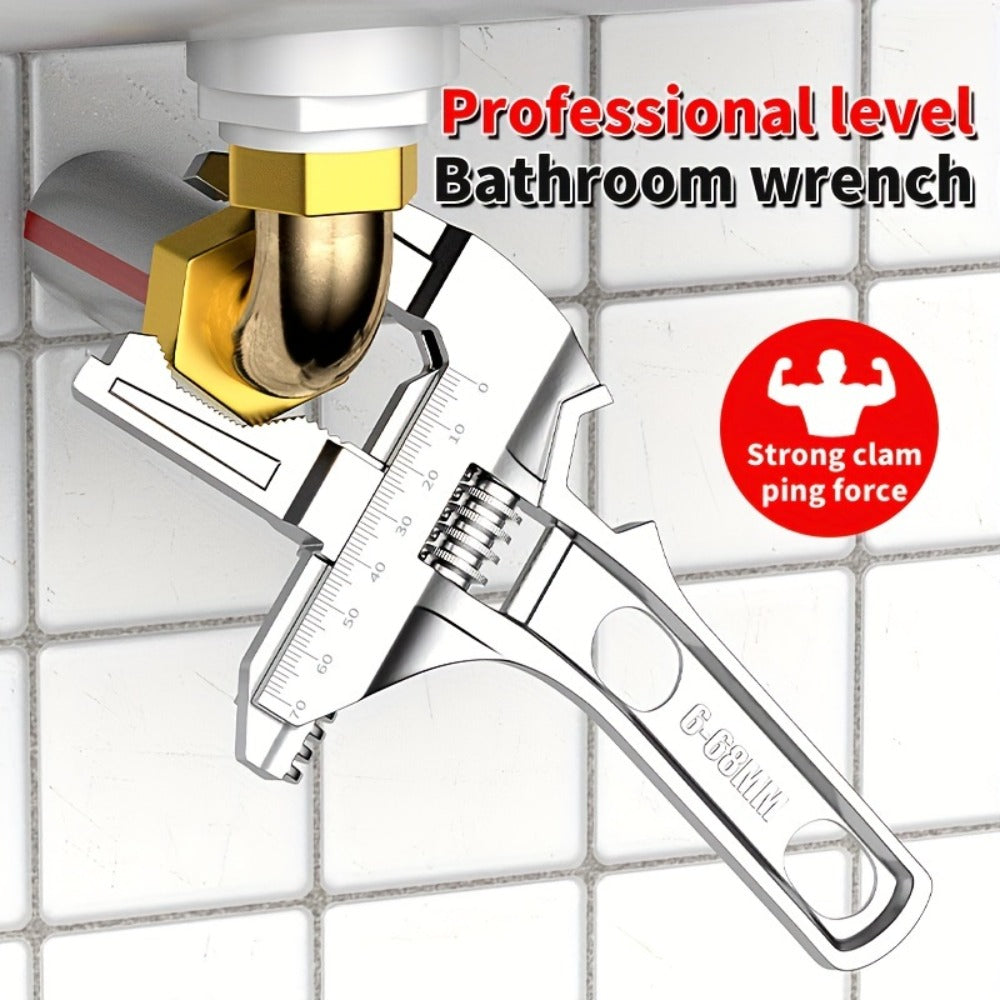 Bathroom Wrench Tool Multifunctional, Adjustable Double-Ended Open-End Wrench for Sink, Faucet, Water Pipe & Heating Repair, Space-Saving Plumbing Hand Tool for Home Bathroom Kitchen