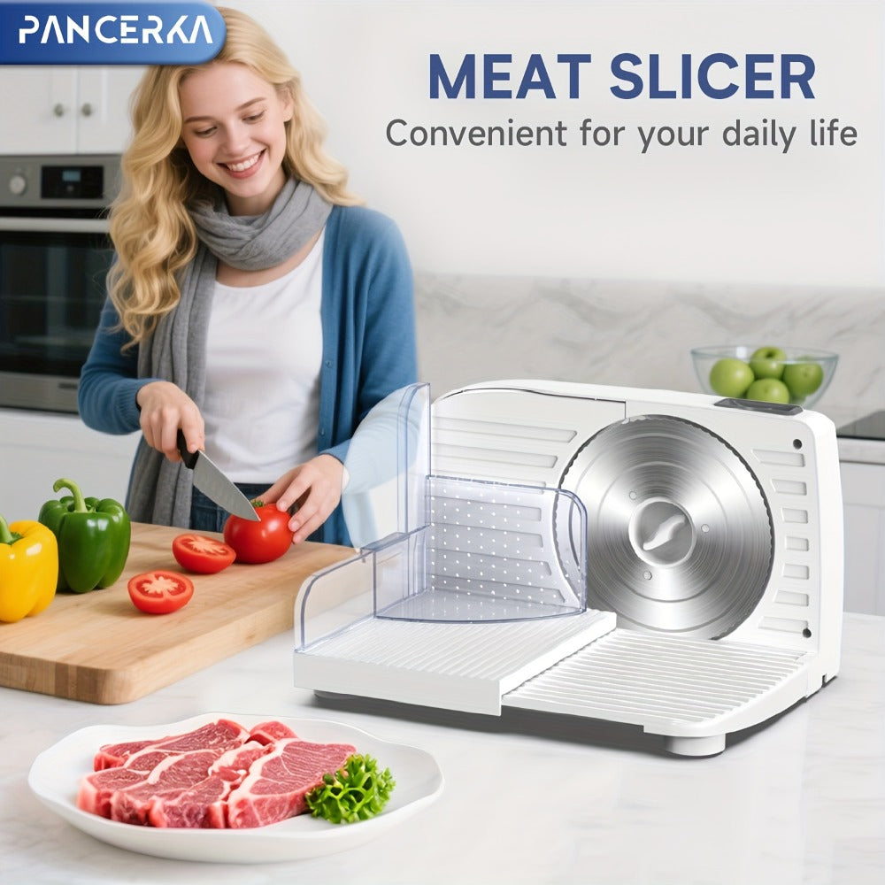Electric Meat Slicer 0-15mm Adjustable Thickness ¨C Home & Commercial Deli Food Cutter for Meat, Vegetables, Fruits, Bread & Lamb, Stainless Steel Blade, Easy to Clean Kitchen Slicing Machine