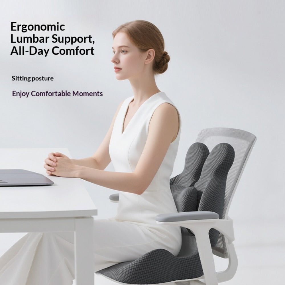 Lumbar Support Cushion & Seat Cushion Set ¨C Ergonomic Office Chair Pillow for Lower Back Pain Relief, Breathable Memory Foam Waist & Hip Support for Home, Car & Desk Chair