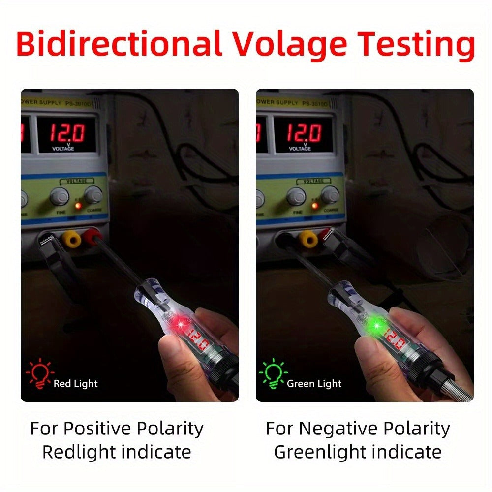 Circuit Tester Pen 2 Pack 6-24V Digital Electric Voltage Tester Automotive Test Light for Car Truck Sensor Battery Fuse Testing ABS Insulated 270cm Spring Wire