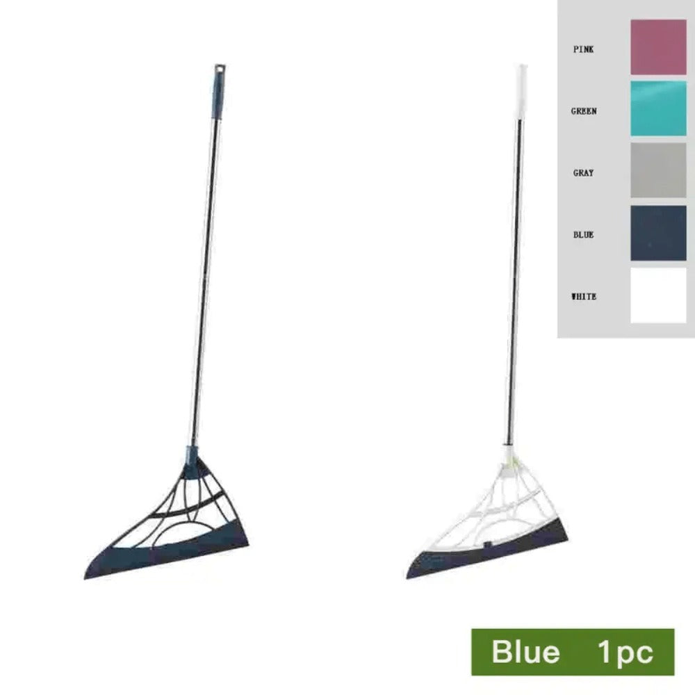 Extra Long Broom 45 Inch ¨C Stainless Steel Handle, Unflagged Bristles, Rubber Sweep for Pet Hair & Debris, Indoor Outdoor Hard Floor Sweeper for Home Office Kitchen