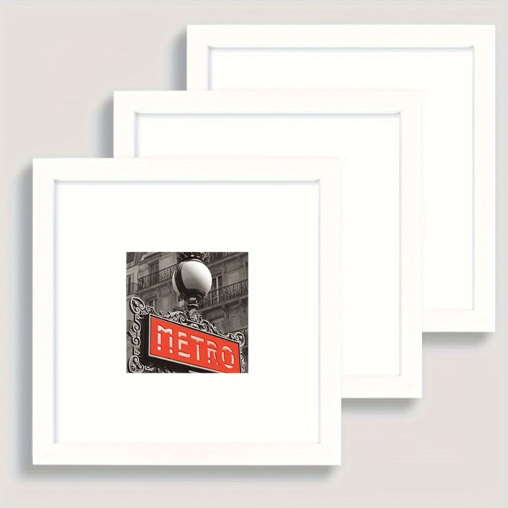 Square Photo Frames Set of 3, Black White 8x8 12x12 Inch Wall Hanging Picture Frames for Living Room Hallway Gallery Wall, Holiday Gift for Friends Family Home Decor