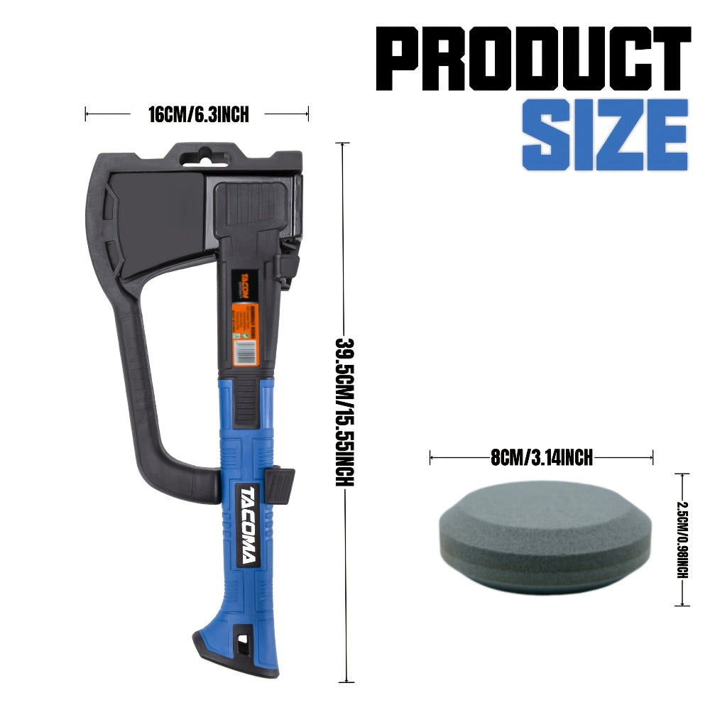 Camping Hatchet 15 Inch Splitting Axe 45 Carbon Steel with Nylon Rubber Non-Slip Handle ¨C Teflon Blade, Blade Cover & Optional Whetstone Set for Wood Chopping, Tree Cutting, Hiking Backpacking Outdoor