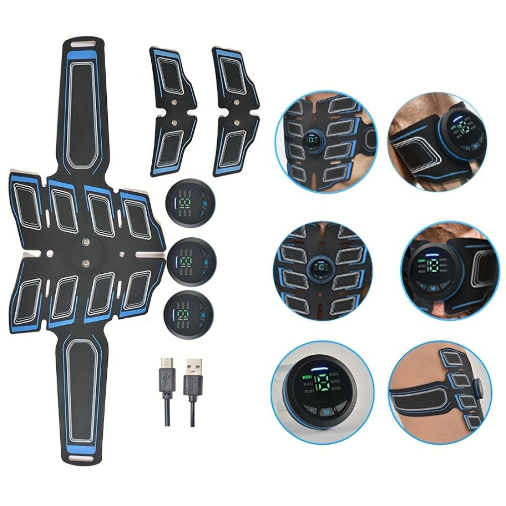 EMS Muscle Stimulator Fitness Massage Belt 6 Modes 18 Intensity Levels USB Rechargeable Low Frequency Physiotherapy Abdominal Toning Body Massager