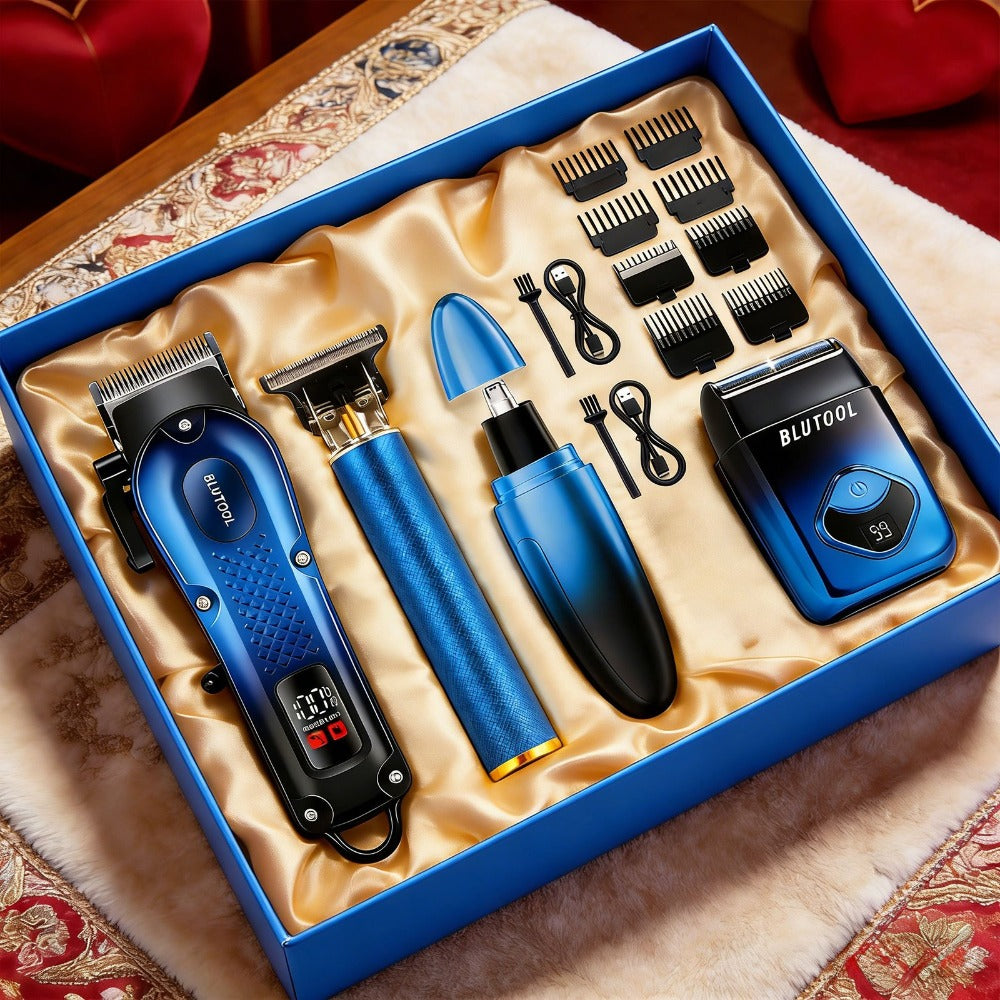 Men's Electric Grooming Set Hair Clipper Nose Trimmer Shaver Kit Cordless USB Rechargeable Professional Haircut Sculpt Shave for Home Car Travel Gift for Dad Husband Boyfriend