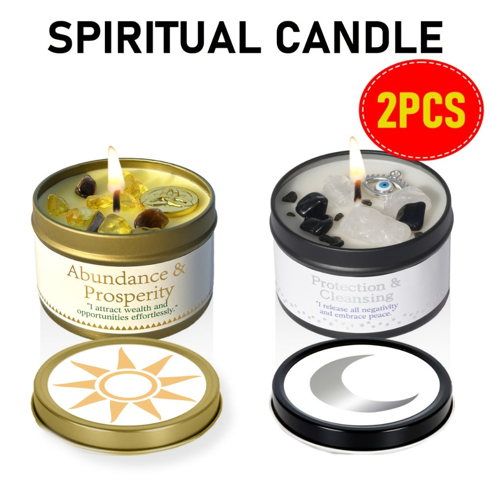 Manifestation Candles Scented Soy Wax with Crystal & Guidance Card for Meditation Yoga Focus | Law of Attraction Abundance Candle | Christmas Birthday Gift for Women