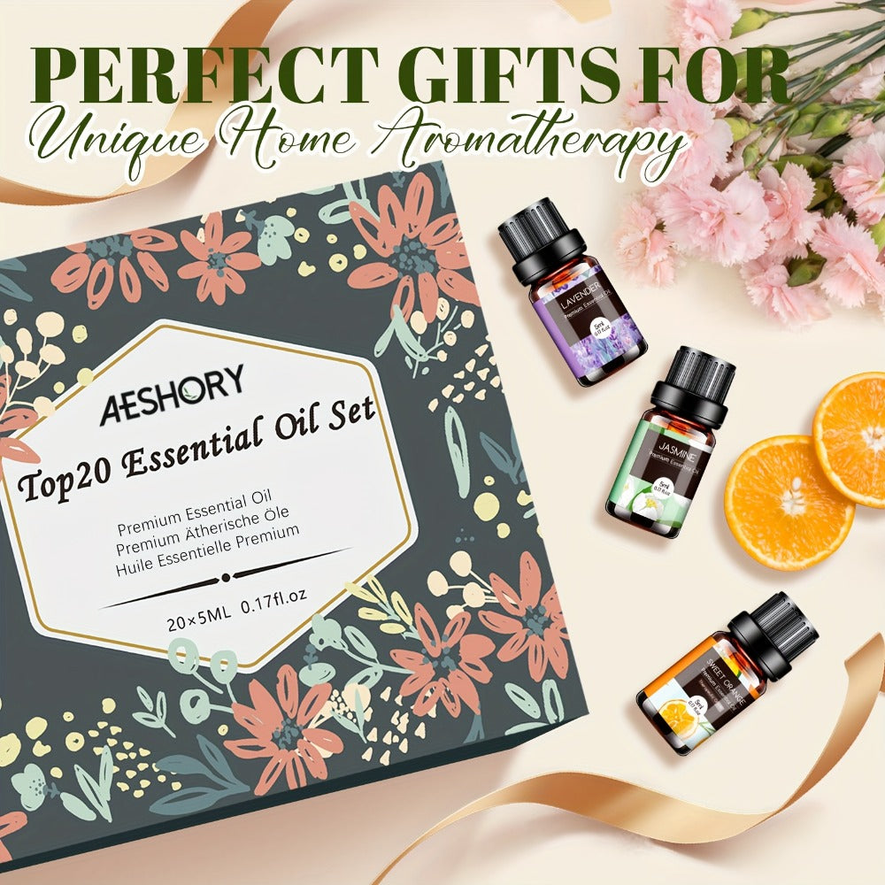 Essential Oil Set ¨C Pure Natural Aromatherapy Oils in Amber Glass Bottles for Diffuser & Humidifier, DIY Fragrance, Valentine's Day & Holiday Gift for Women, Girls, Friends & Family (12/20/26pcs)