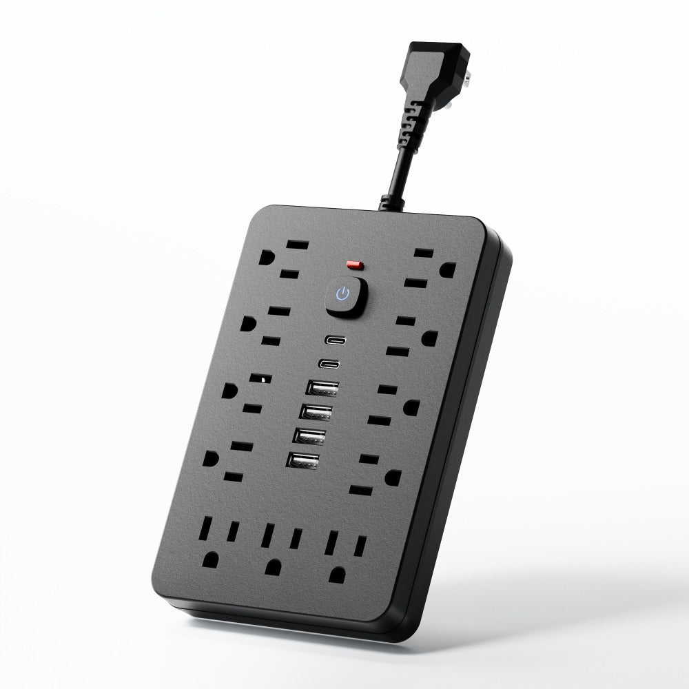 Extension Cord Power Strip with USB Ports 11 AC Outlets 4 USB-A 2 USB-C Surge Protector Overload Protection Short Cord 5FT 10FT for Home Office Study School Desk Charging Station White Black