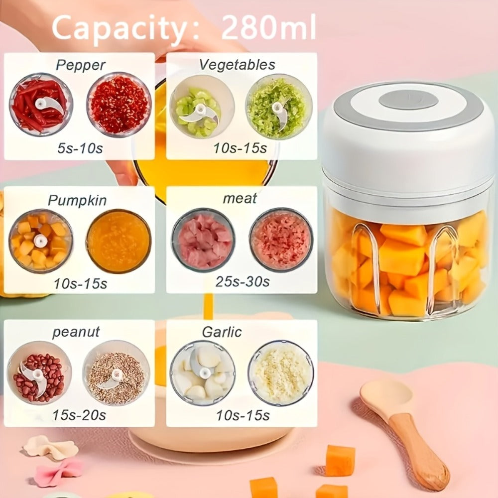 Electric Garlic Chopper & Mini Food Processor ¨C Rechargeable USB Portable Garlic Mincer with 2-Cup Container | Multi-Function Meat Grinder Vegetable Chopper Kitchen Gadget for Garlic Onion Ginger