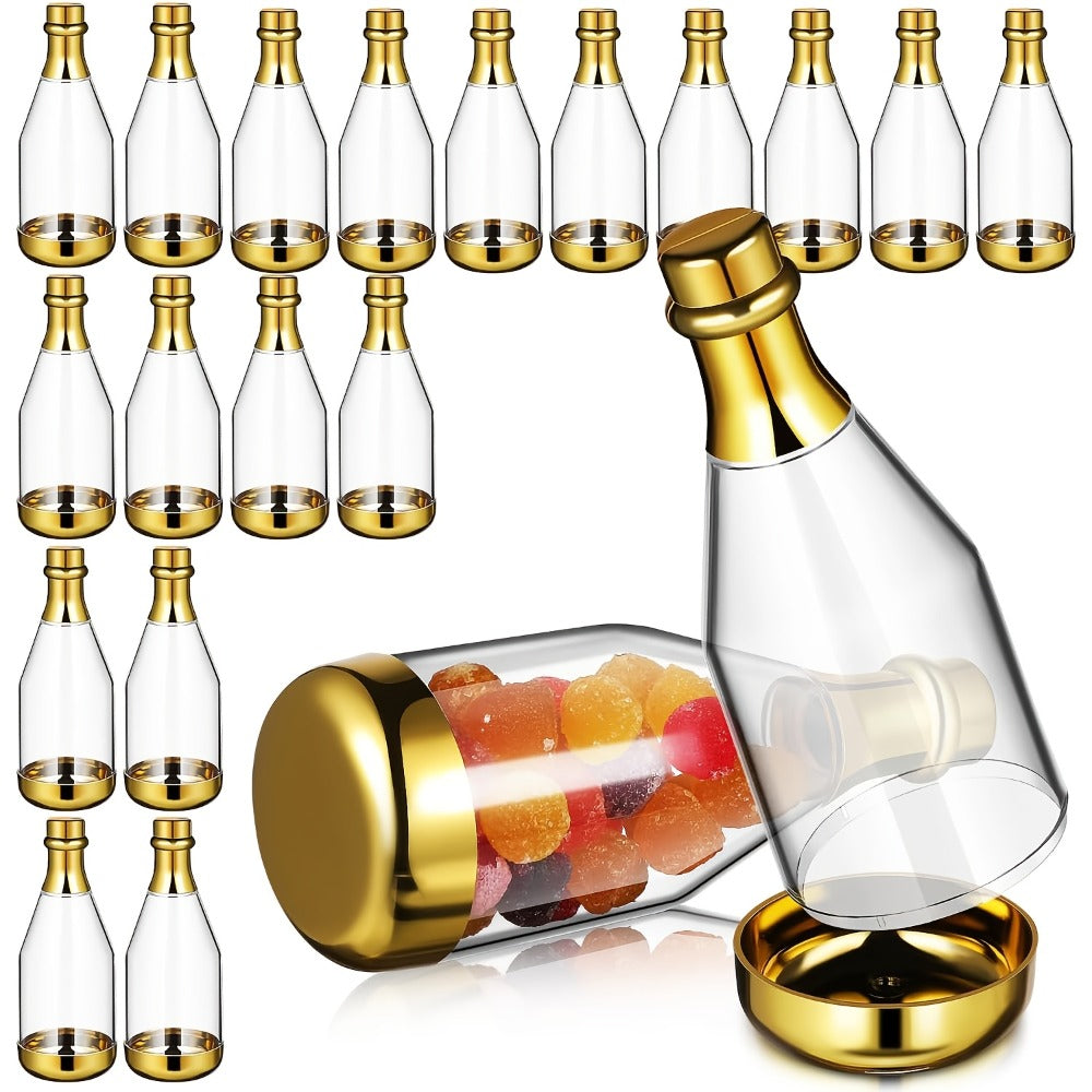 Mini Champagne Bottles Party Favors 36-Piece | DIY Candy Bottles Clear Golden Plastic Containers for Baby Shower Bridal Shower Wedding Birthday Gifts