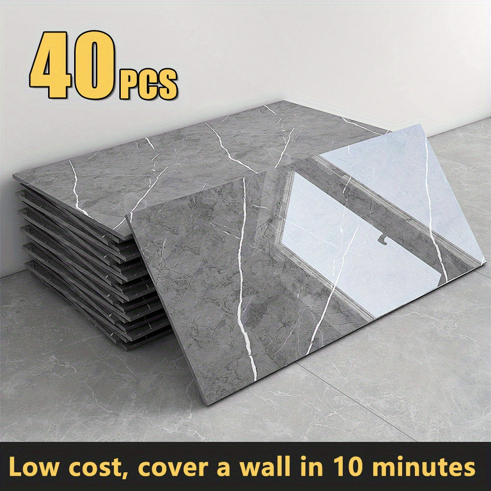 Peel and Stick Marble Wall Tiles - Self-Adhesive Waterproof Backsplash Panels for Kitchen Bathroom Living Room, Easy Install DIY Wall Sticker Decor (23.62¡±x11.81¡±, 20/40 Pack)