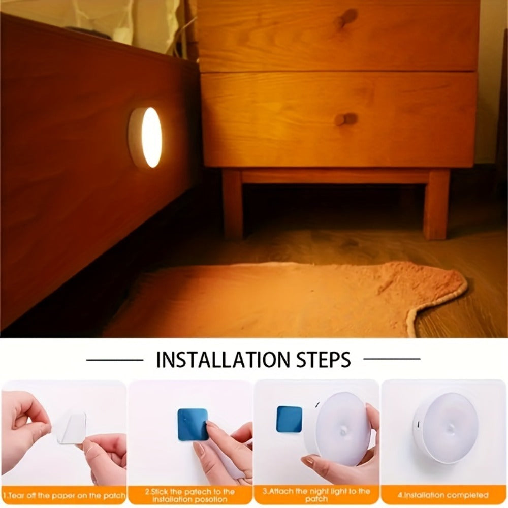 Motion Sensor Night Light 6 Pack Wireless Rechargeable 1000mAh - LED Step Lights with Motion & Light Sensor, Polished Plastic Sconce PVC Shade, Safe Night Lighting for Staircase Bedroom Cabinet Hallway