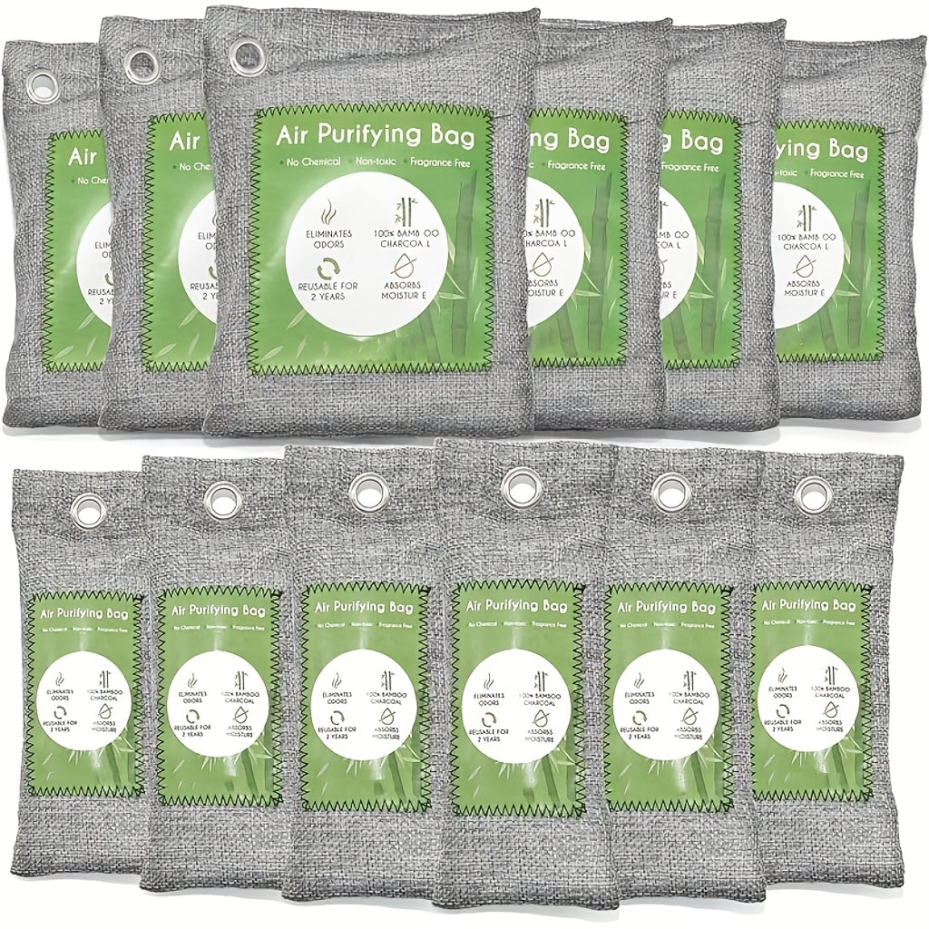 Bamboo Charcoal Air Purifying Bags Odor Absorber & Moisture Absorber Natural Activated Charcoal Odor Eliminator for Car Home Closet Shoe Refrigerator Pet Area Multi-Pack