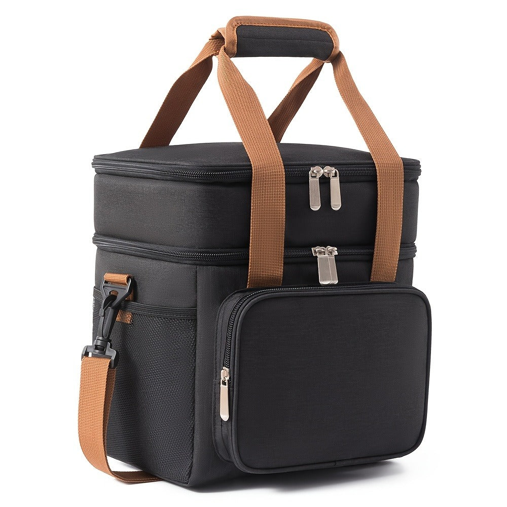 Insulated Lunch Bag with Shoulder Strap - Double Layer Leakproof Cooler Tote for Women Men Work Office School Picnic Beach Outdoor, Expandable Thermal Lunch Box Bag Keeps Food Cold or Hot, Lightweight Durable Design in Multiple Colors