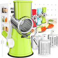 Rotary Cheese Grater with Hand Crank ¨C 3 Interchangeable Blades for Cheese, Vegetables & Nuts, Non-Slip Suction Base, Includes Cleaning Brush ¨C Manual Cheese Shredder for Kitchen (6 Colors)