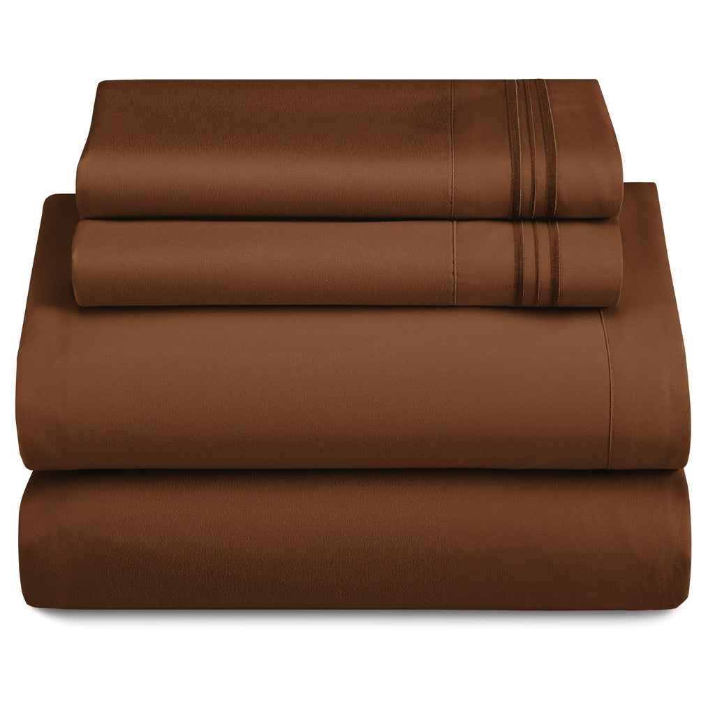 Bed Sheets Set 4-Piece Microfiber 1800 Series Deep Pocket Fitted Sheet Flat Sheet Pillowcases Soft Breathable Wrinkle Fade Resistant Twin Full Queen King Cal King 20 Colors