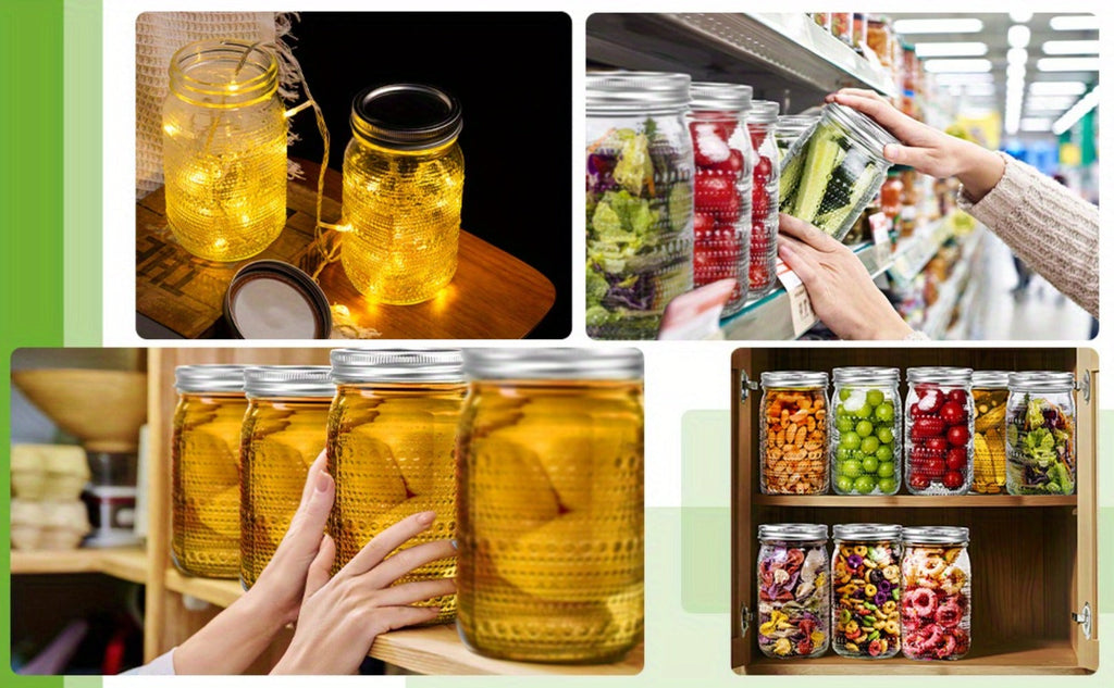 Mason Jars 32 oz Wide Mouth with Lids 4 Pack ¨C Glass Canning Jars for Food Storage, Meal Prep, Pickling, Fermenting & Pantry Organization, Dishwasher Safe, Leak-Proof Split Seal Lid