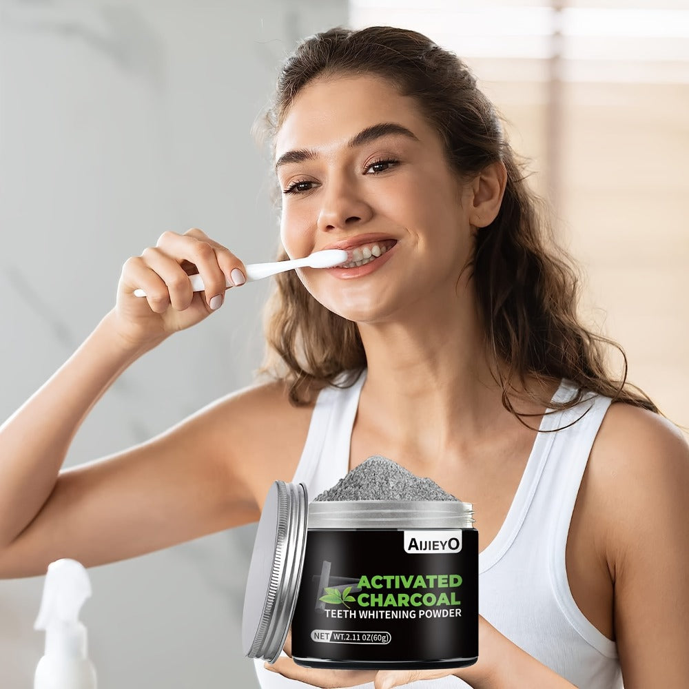 Activated Charcoal Teeth Whitening Powder - Natural Tooth Polish for Deep Cleaning, Plaque Removal & Fresh Breath, Mint Flavor, 60g Daily Use Teeth Brightening Charcoal Powder