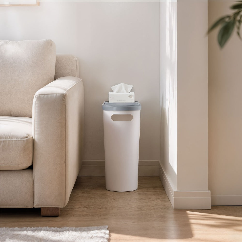 Small Bathroom Trash Can with Built-In Handles Rustproof Space Saving Plastic Waste Bin for Bathroom Laundry Office Includes Trash Bags
